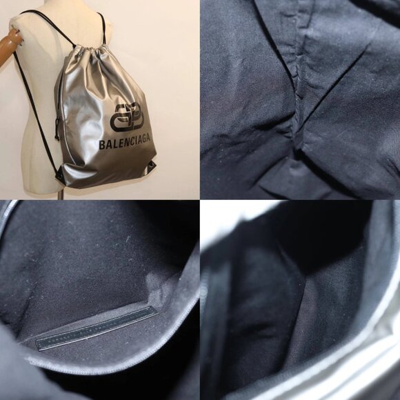 BALENCIAGA BB Explorer Backpack Nylon Silver 593648 Auth 74772V - Picture 12 of 14